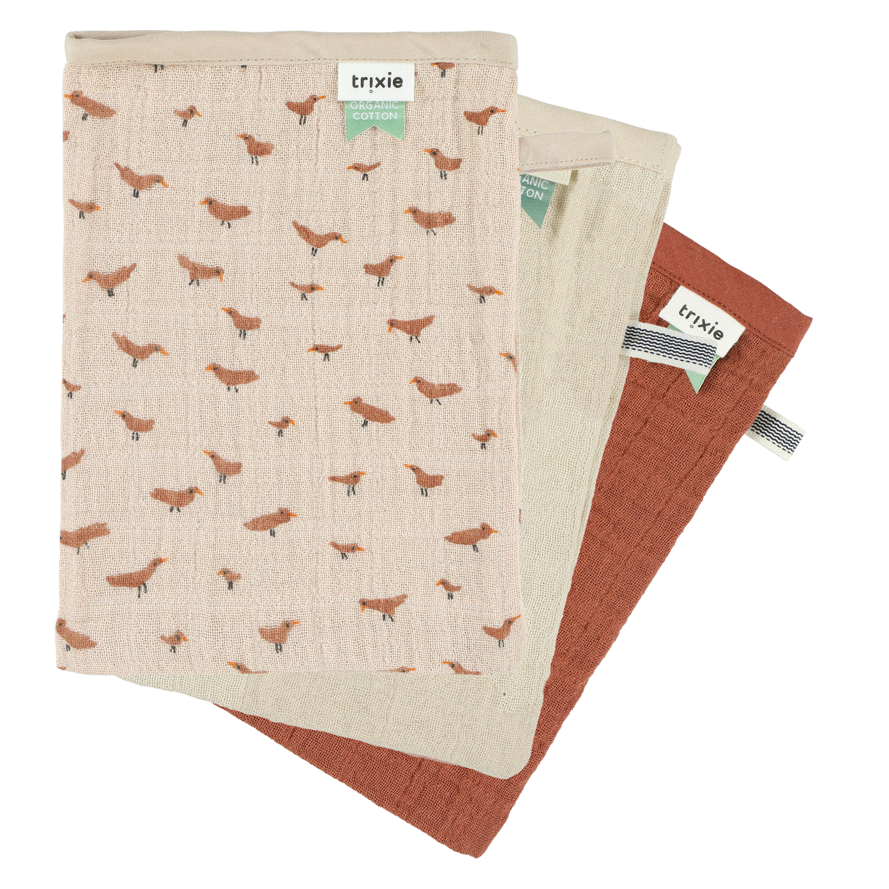 Tetra washandjes 3-pack mix - Babbling Birds